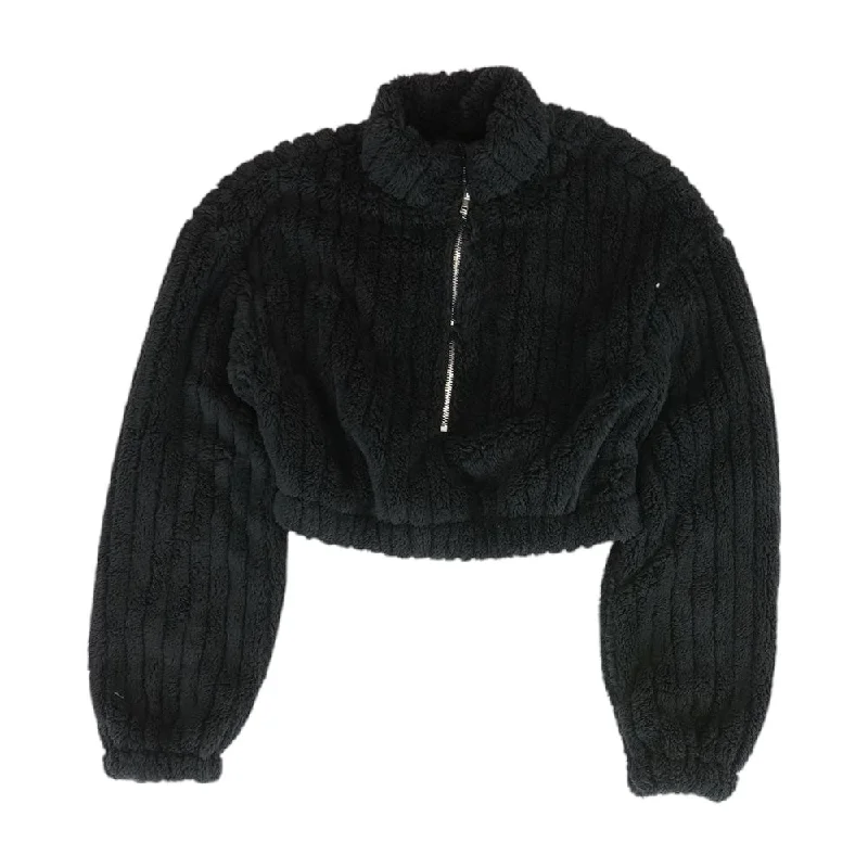 Black Solid Fur Jacket Herringbone Jacket Checkered Jacket Solid Jacket