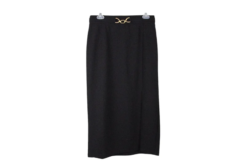 New York Clothing Co. Black Chain Detail Skirt | M wool skirt thick