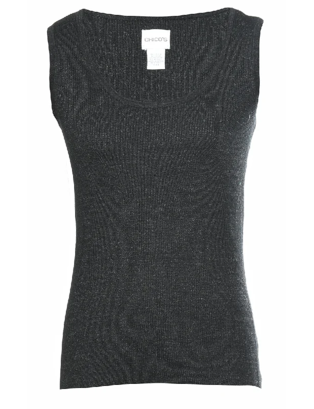 Metallic Look Sweater Vest - S Neon Metallic Matte