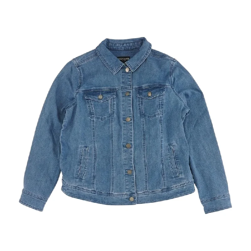 Blue Solid Denim Jacket Fleece Jacket Down Jacket Feather Jacket