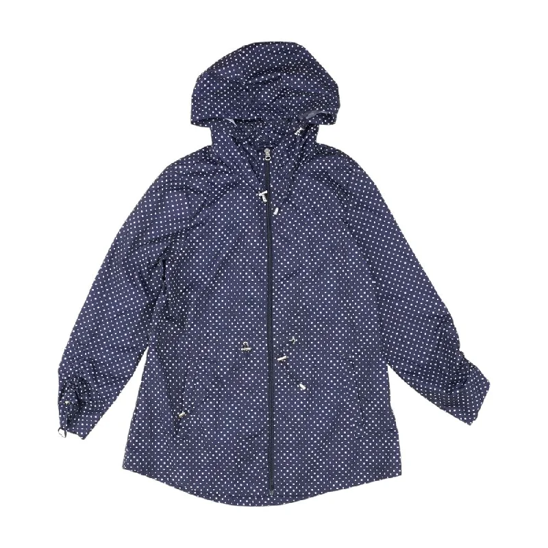 Navy Polka Dot Rain Jacket Satin Jacket Silk Jacket Chiffon Jacket