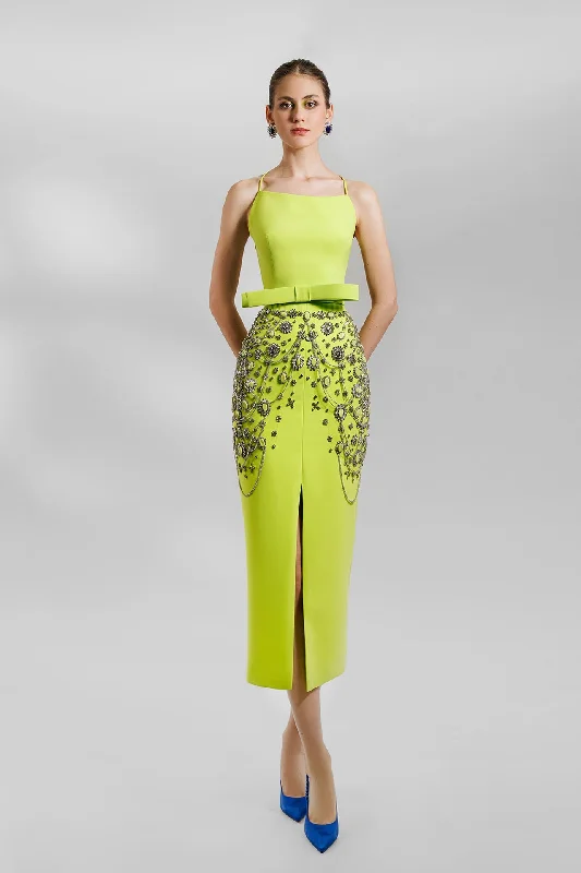 Open back top with beaded skirt denim skirt classic