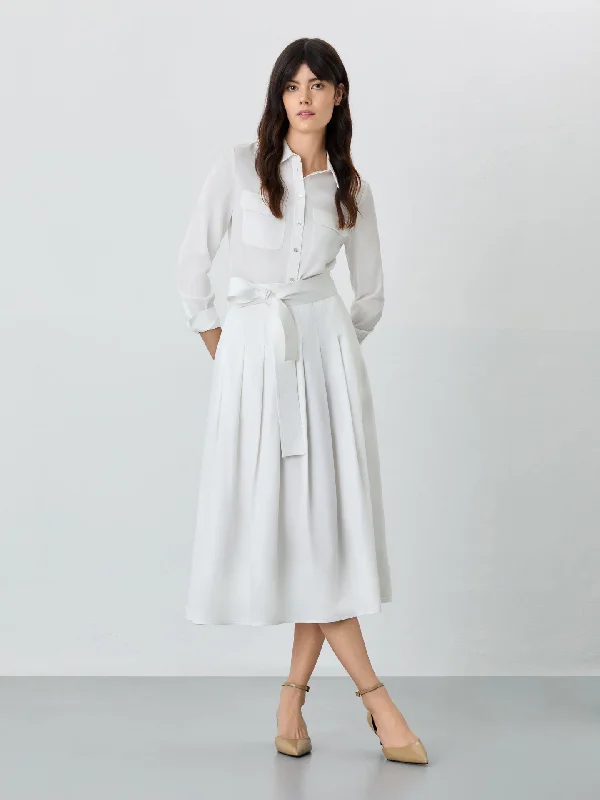 Midi Skirt In Tencel Blend With Belt boho skirt vibe