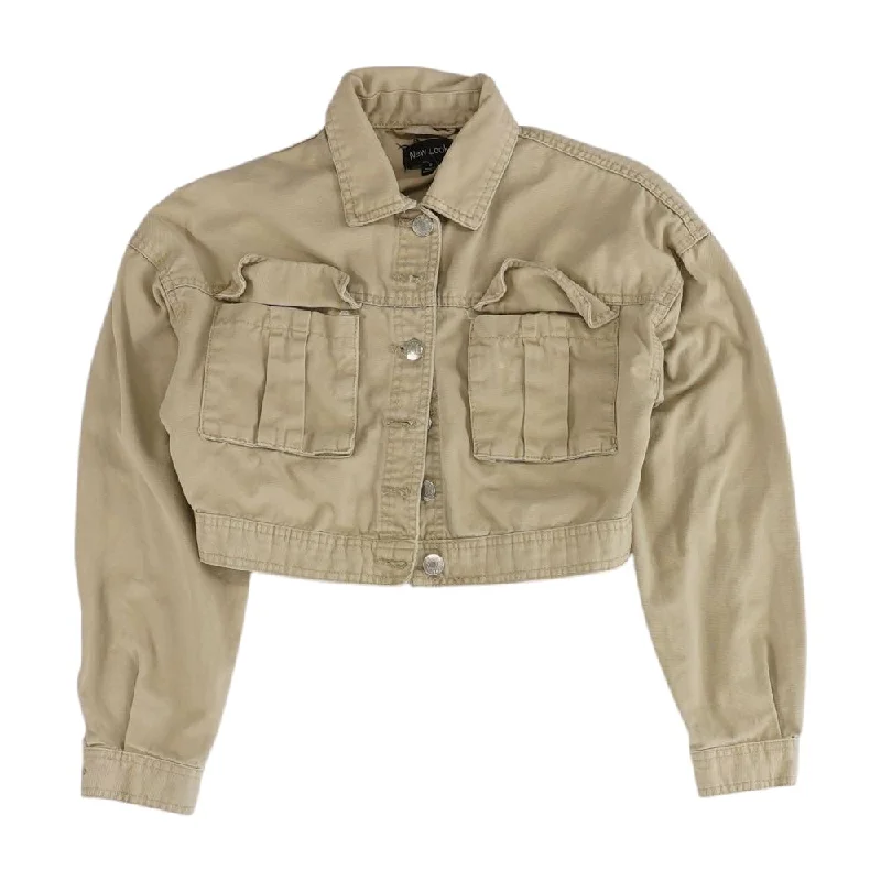 Tan Solid Denim Jacket Wool Jacket Cashmere Jacket Tweed Jacket