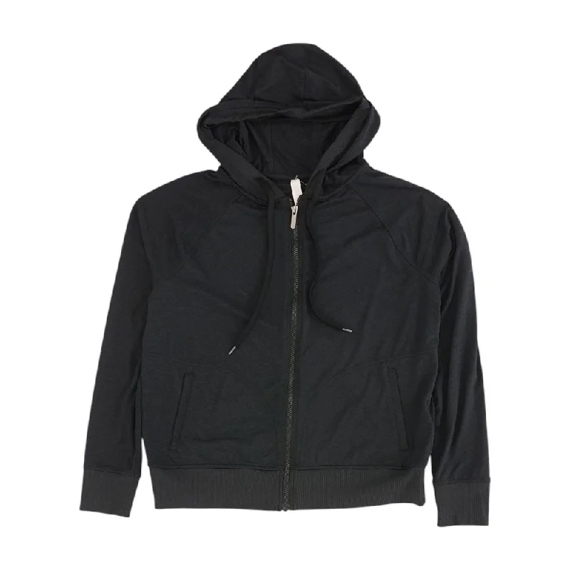 Gray Solid Lightweight Jacket Hoodie Zip-Up Jacket Button-Up Jacket