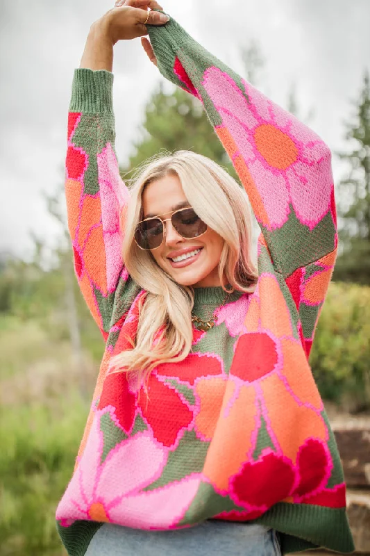 Lively Love Olive Multi Oversized Floral Print Sweater FINAL SALE Slim Fit Regular Fit Oversized Lively Love Olive Multi Oversized Floral Print Sweater FINAL SALE Slim Fit Regular Fit Oversized
