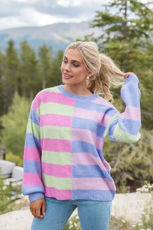 Take Your Time Purple Multi Color Block Striped Sweater FINAL SALE Spandex Rayon Corduroy Take Your Time Purple Multi Color Block Striped Sweater FINAL SALE Spandex Rayon Corduroy