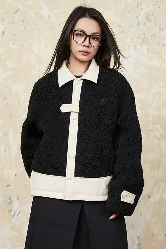 PU Leather Stitched Sherpa Jacket Striped Jacket Polka Dot Jacket Floral Jacket