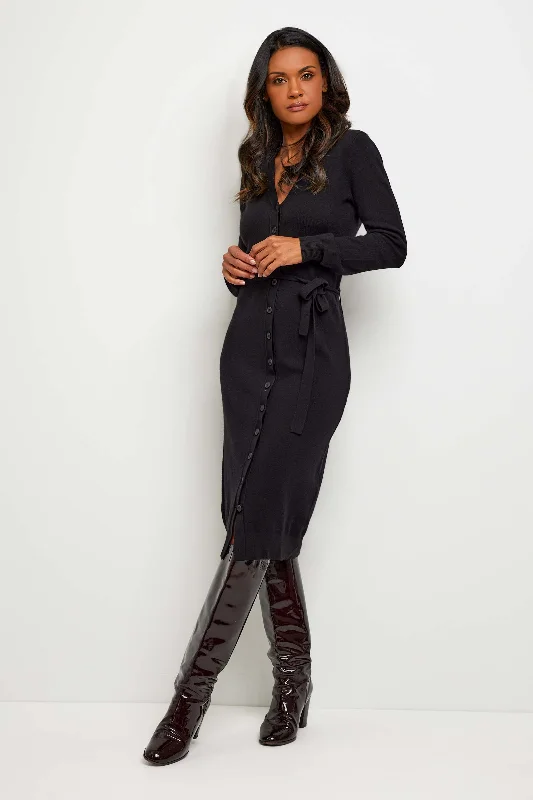 Avery Cashmere Sweater Dress Houndstooth Herringbone Solid