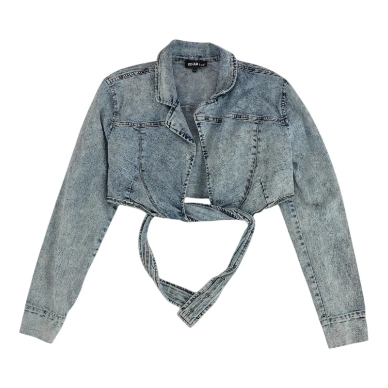 Blue Solid Denim Jacket Mesh Jacket Canvas Jacket Denim Jacket