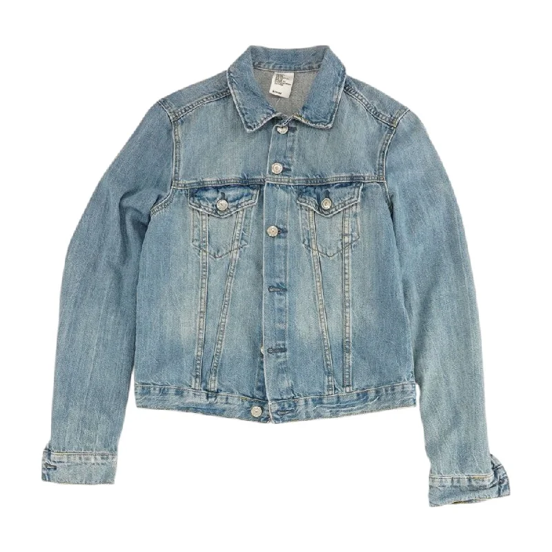 Blue Solid Denim Jacket Mesh Jacket Canvas Jacket Denim Jacket
