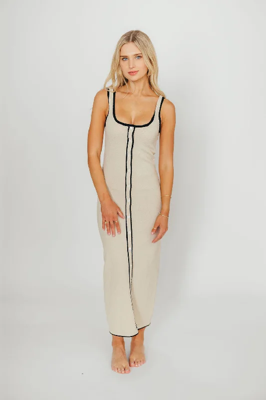 Gigi Sleeveless Midi Sweater Dress in Cream Lightweight Heavyweight Midweight