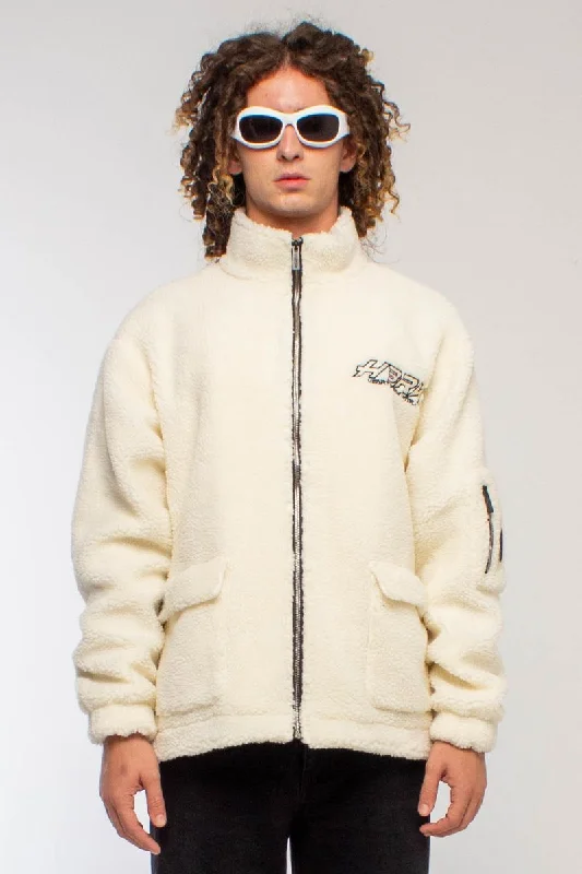 Multi Pocket Logo Sherpa Jacket Satin Fabric Silk Fabric Chiffon Fabric