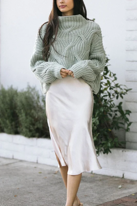 Judith Satin Midi Skirt cashmere skirt soft
