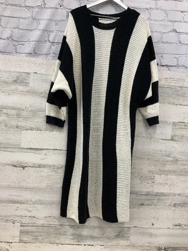 Dress Sweater By Shein In Black & Cream, Size: 1x Open Front Closed Front Wrap Front Dress Sweater By Shein In Black & Cream, Size: 1x Open Front Closed Front Wrap Front
