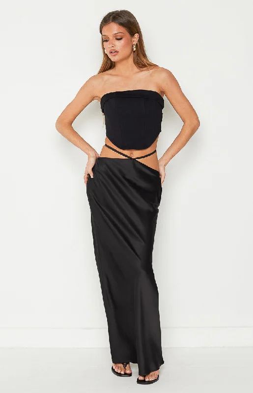Bethenie Black Maxi Skirt velvet skirt luxury