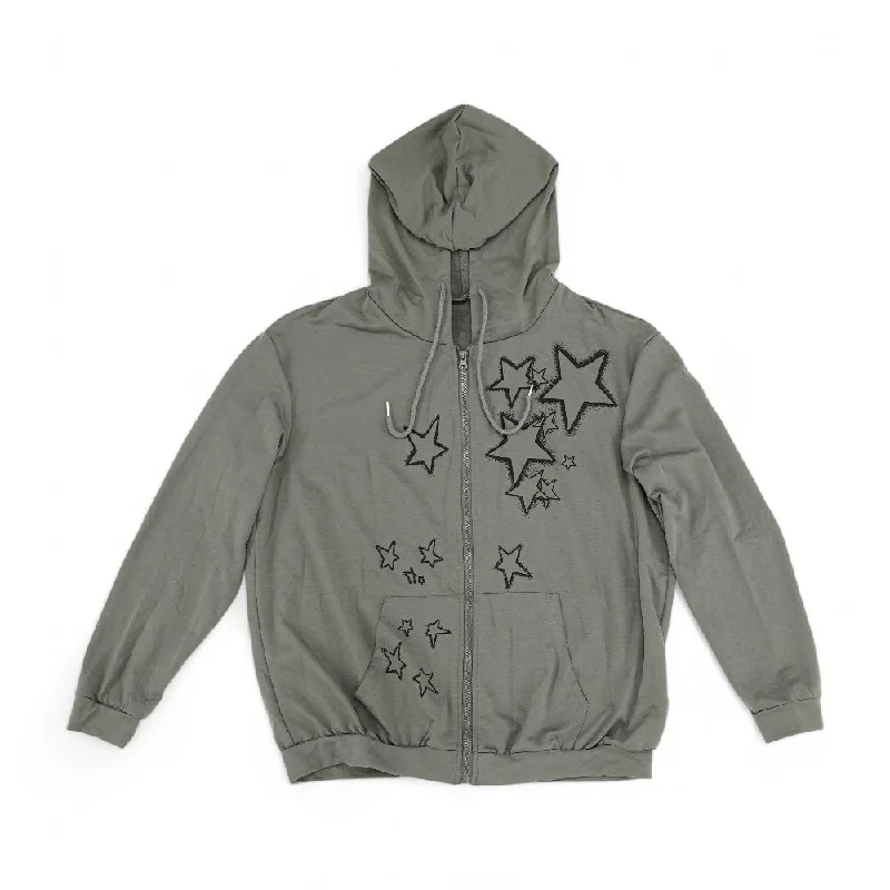Gray Solid Lightweight Jacket Front Pockets Side Pockets Patch Pockets