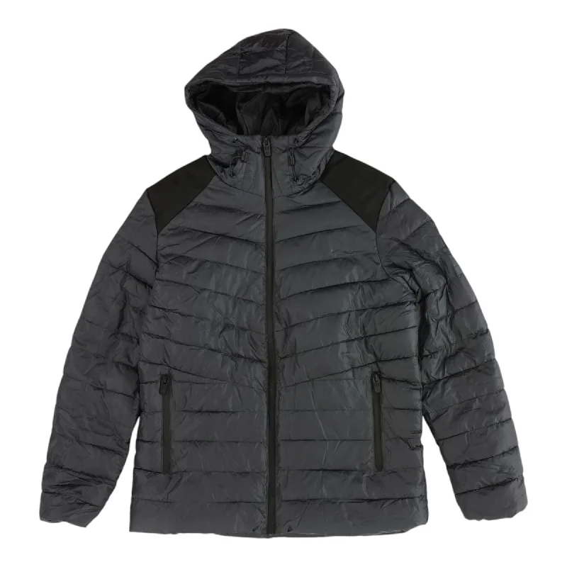 Charcoal Solid Puffer Jacket Wool Jacket Cashmere Jacket Tweed Jacket