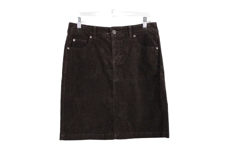Izod Brown Corduroy Skirt | 4 elastic waist skirt