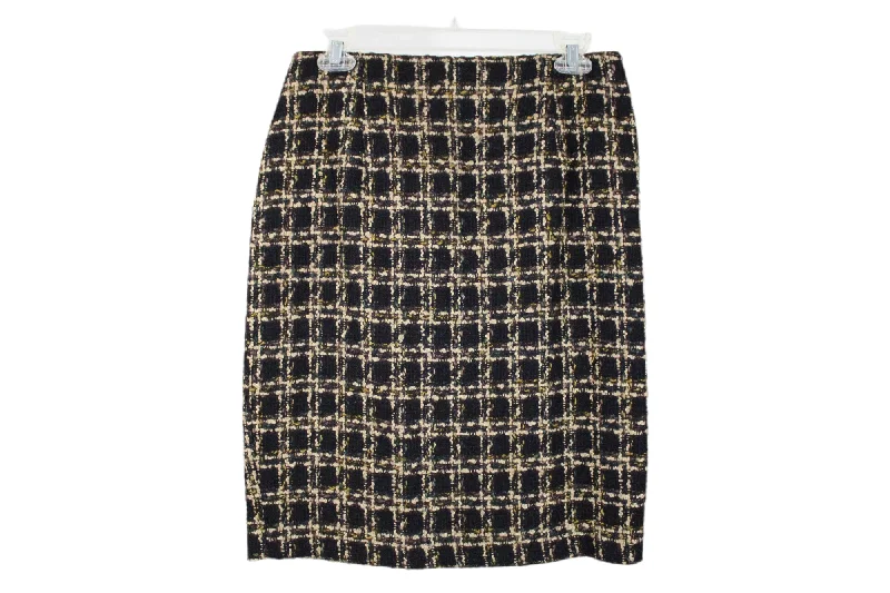 Clichy Black Woven Wool Blend Skirt | 10 a-line skirt cut