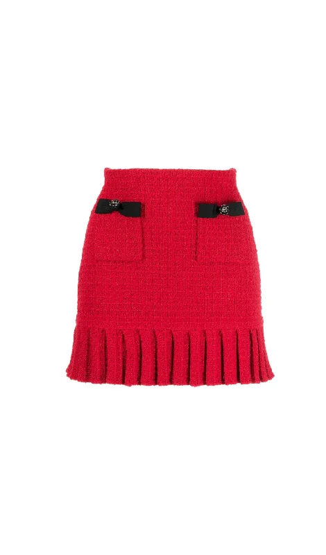RED KNIT MINI SKIRT denim skirt stylish