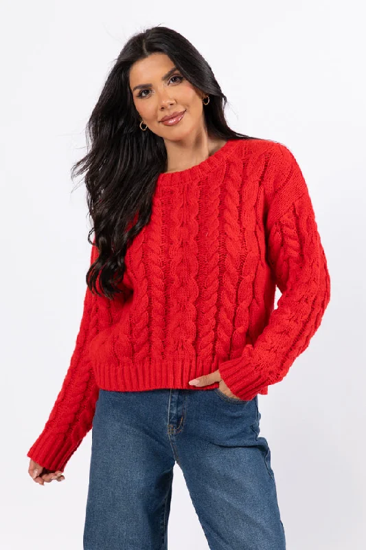 A Cozy Place Red Cable Knit Crew Neck Sweater FINAL SALE Rayon Fabric Velvet Fabric Corduroy Fabric A Cozy Place Red Cable Knit Crew Neck Sweater FINAL SALE Rayon Fabric Velvet Fabric Corduroy Fabric