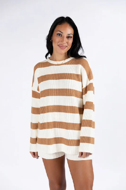 Sign Of The Times Ivory and Tan Striped Sweater Set FINAL SALE Print Jacquard Patchwork Sign Of The Times Ivory and Tan Striped Sweater Set FINAL SALE Print Jacquard Patchwork