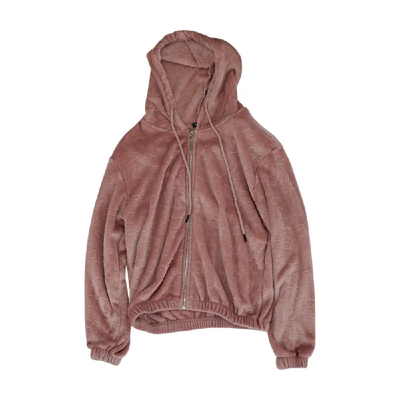 Pink Graphic Lightweight Jacket Hooded Jacket Caped Jacket Shawl Collar Jacket
