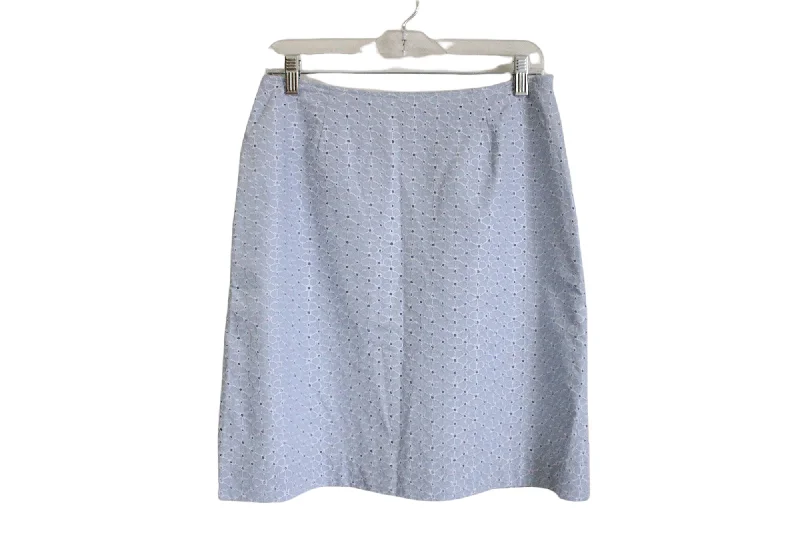 Willi Smith Blue Flower Eyelet Skirt | 6 wool skirt warm