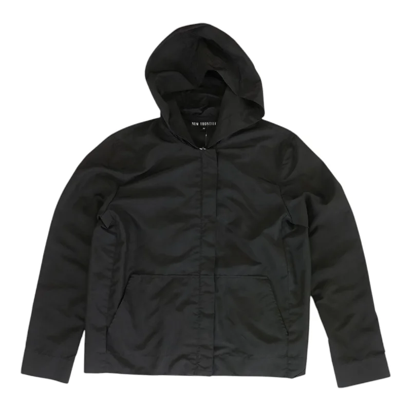 Black Solid Lightweight Jacket Anorak Shell Jacket Lightweight Jacket