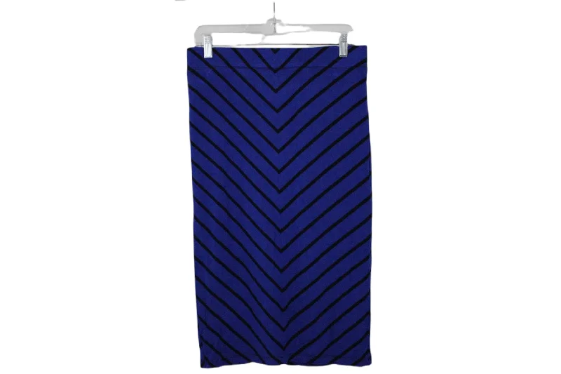 APT.9 Blue Chevron Skirt | M leather skirt bold