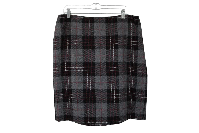Talbots Gray Plaid Skirt | 14 belted skirt waist