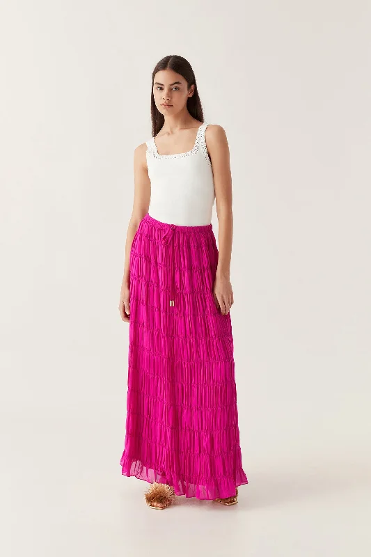 Rosewood Ruched Maxi Skirt chiffon skirt lightweight