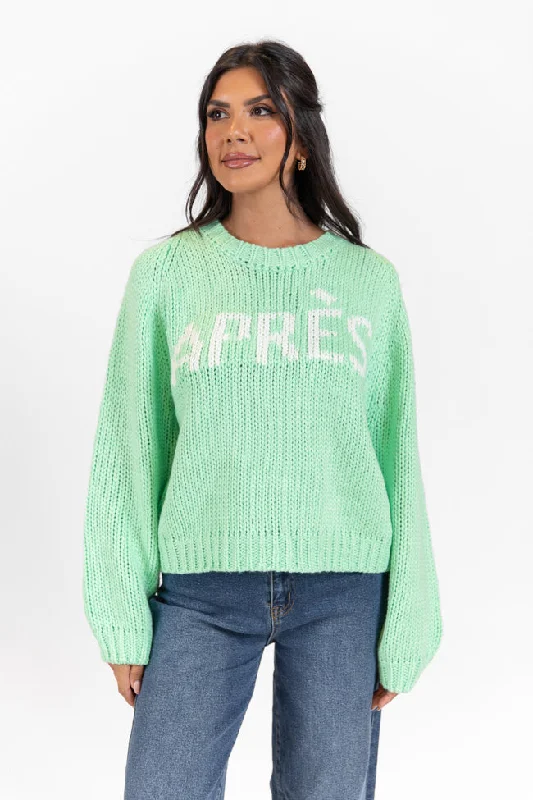 Apres Party Green Sweater FINAL SALE Terry Terry Cloth Terry Knit