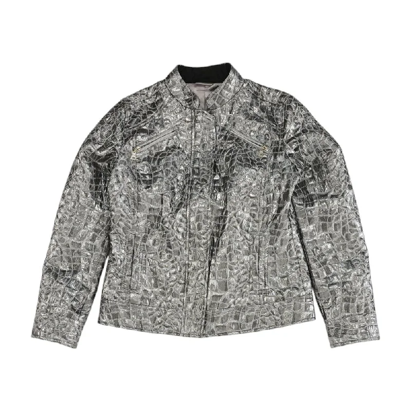 Silver Animal Print Lightweight Jacket Elasticated Jacket Padded Jacket Insulated Jacket