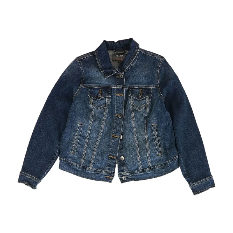 Blue Solid Denim Jacket Cardigan Sweater Pullover