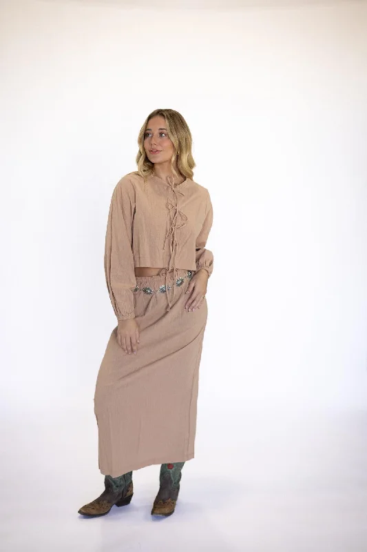 Odie Skirt & Top Set in Khaki cashmere skirt plush