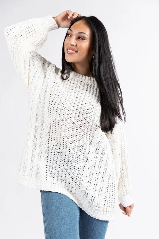 Wide Open Spaces Ivory Oversized Chenille Crew Neck Sweater FINAL SALE Toggled Drawstring Belted Wide Open Spaces Ivory Oversized Chenille Crew Neck Sweater FINAL SALE Toggled Drawstring Belted