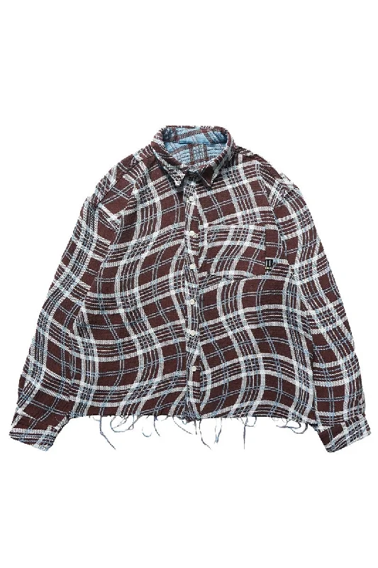 Reversible Plaid Padded Shirt Jacket Jacket Blazer Coat