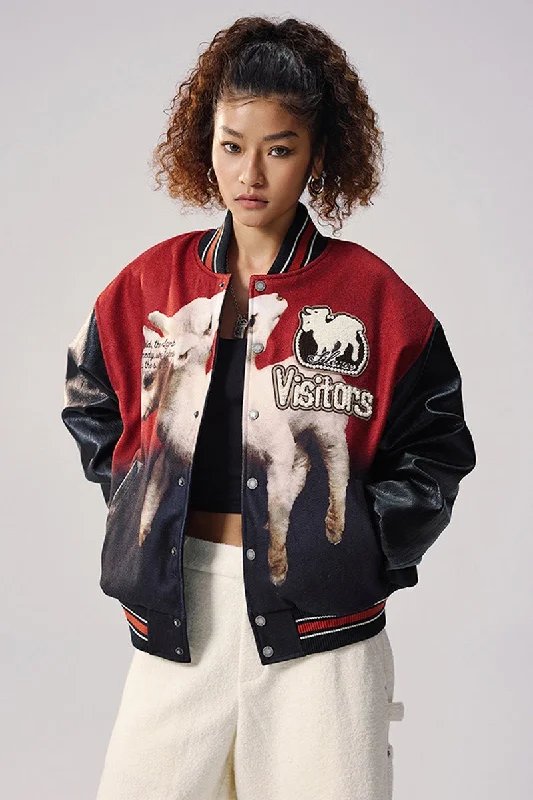 Pearl Ram Embroidered Varsity Jacket Chenille Jacket Brocade Jacket Lace Jacket