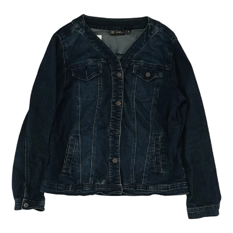 Navy Solid Denim Jacket Rayon Fabric Velvet Fabric Corduroy Fabric