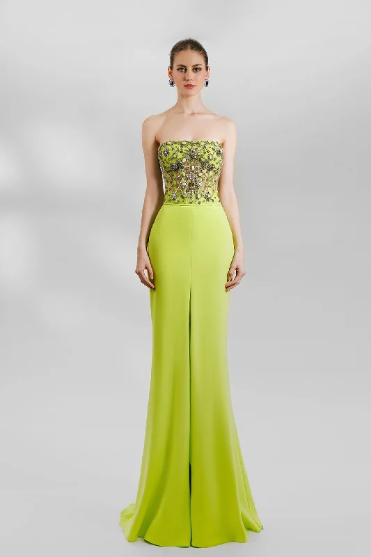 Corseted beaded top with skirt chiffon skirt airy