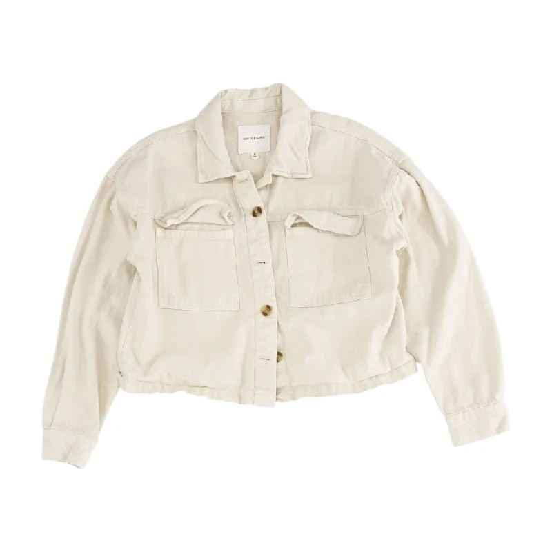Beige Solid Denim Jacket Chenille Jacket Brocade Jacket Lace Jacket