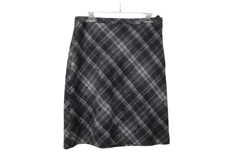 J.Crew Sequined Gray Plaid Wool Blend Skirt | 12 chiffon skirt delicate