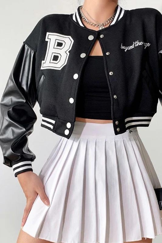 CZ B Embroidered Varsity Jacket Faux Fur Jacket Real Fur Jacket Shearling Jacket