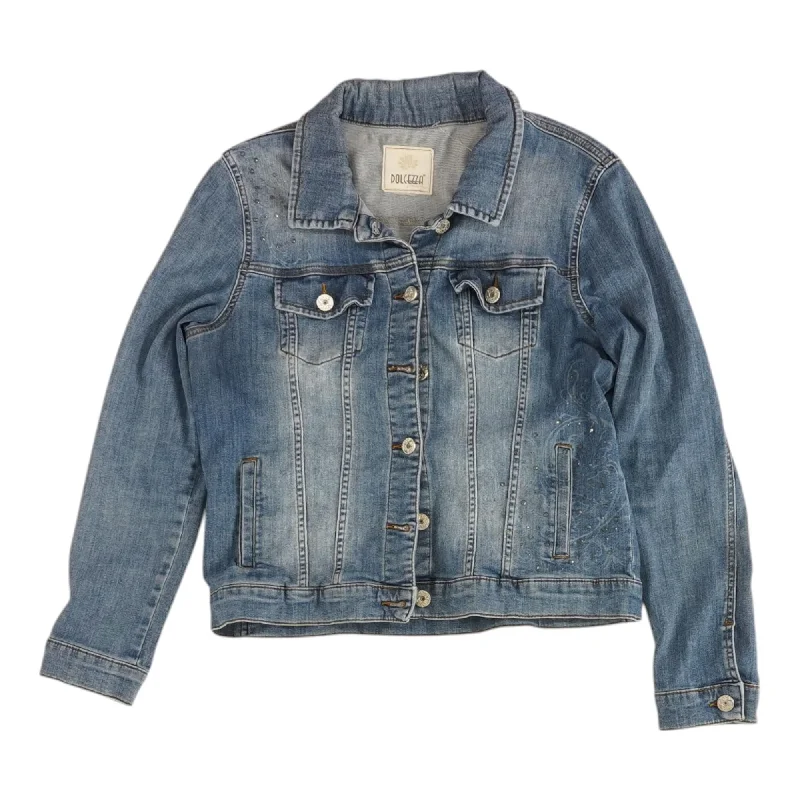 Blue Solid Denim Jacket Anorak Shell Jacket Lightweight Jacket
