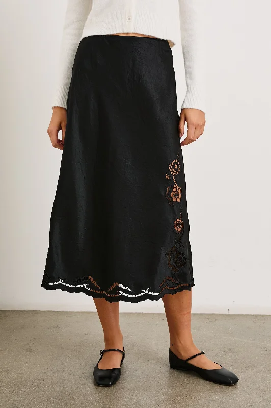 ANYA SKIRT - BLACK EYELET patchwork skirt art
