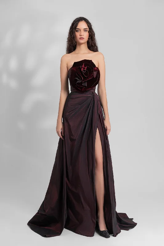 Draped floral top with taffeta skirt boho skirt vibe