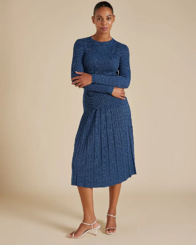 Alessandra Lexi Midi Skirt  - Steel Blue mini skirt trendy