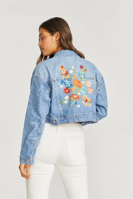 Le Bouquet Denim Crop Jacket Cardigan Sweater Pullover
